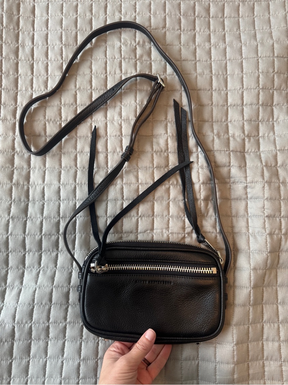 Aimee Kestenberg Black Leather Crossbody with Front Zip